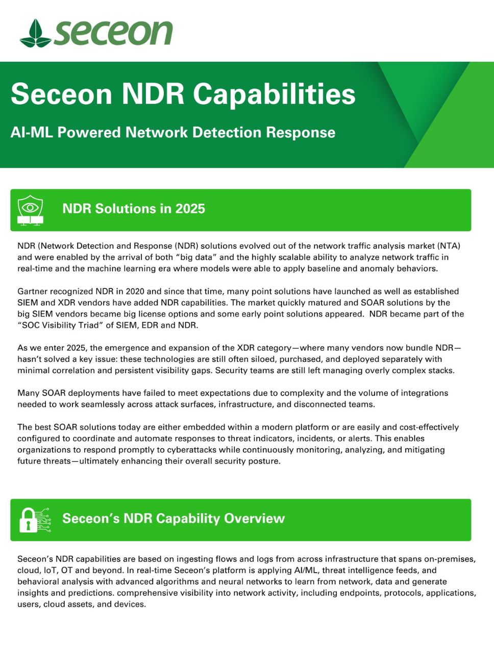 Seceon NDR Capabilities Datasheet