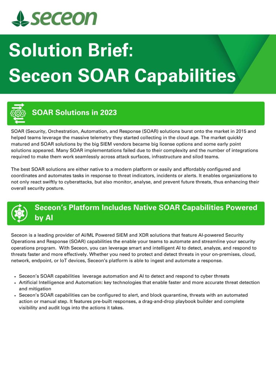 Seceon SOAR Capabilities Datasheet